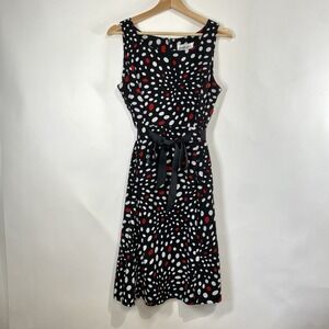 Studio I Womens Polka Dot Tie Front Dress Size 8 Maximalist Retro Sleeveless